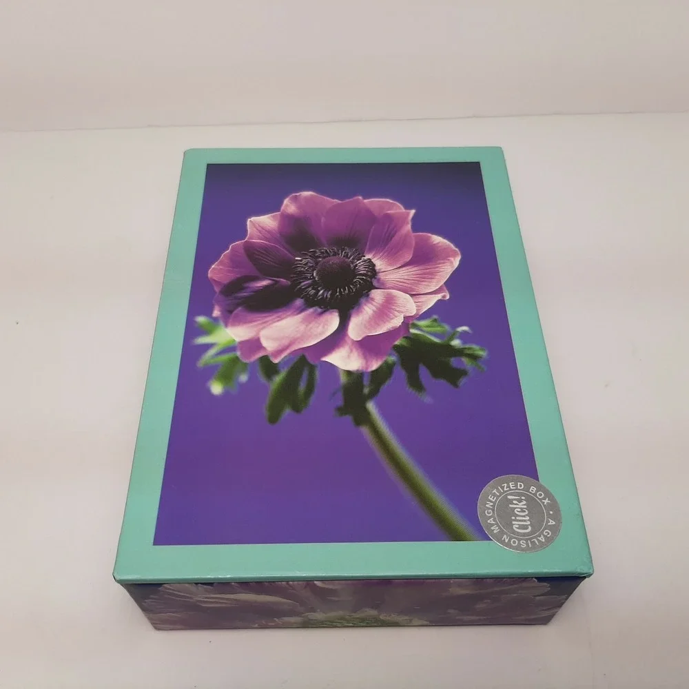 Purple Flowers Galison Blank Note Cards 20 Count 4 Designs Purple 3.5 x 5 Boxed